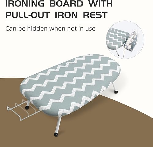 Miniatura 3 de Mini tabla de planchar de mesa, tabla de planchar compacta y plegable, tubo de acero grueso con cubiertas resistentes al calor, soporte de hierro