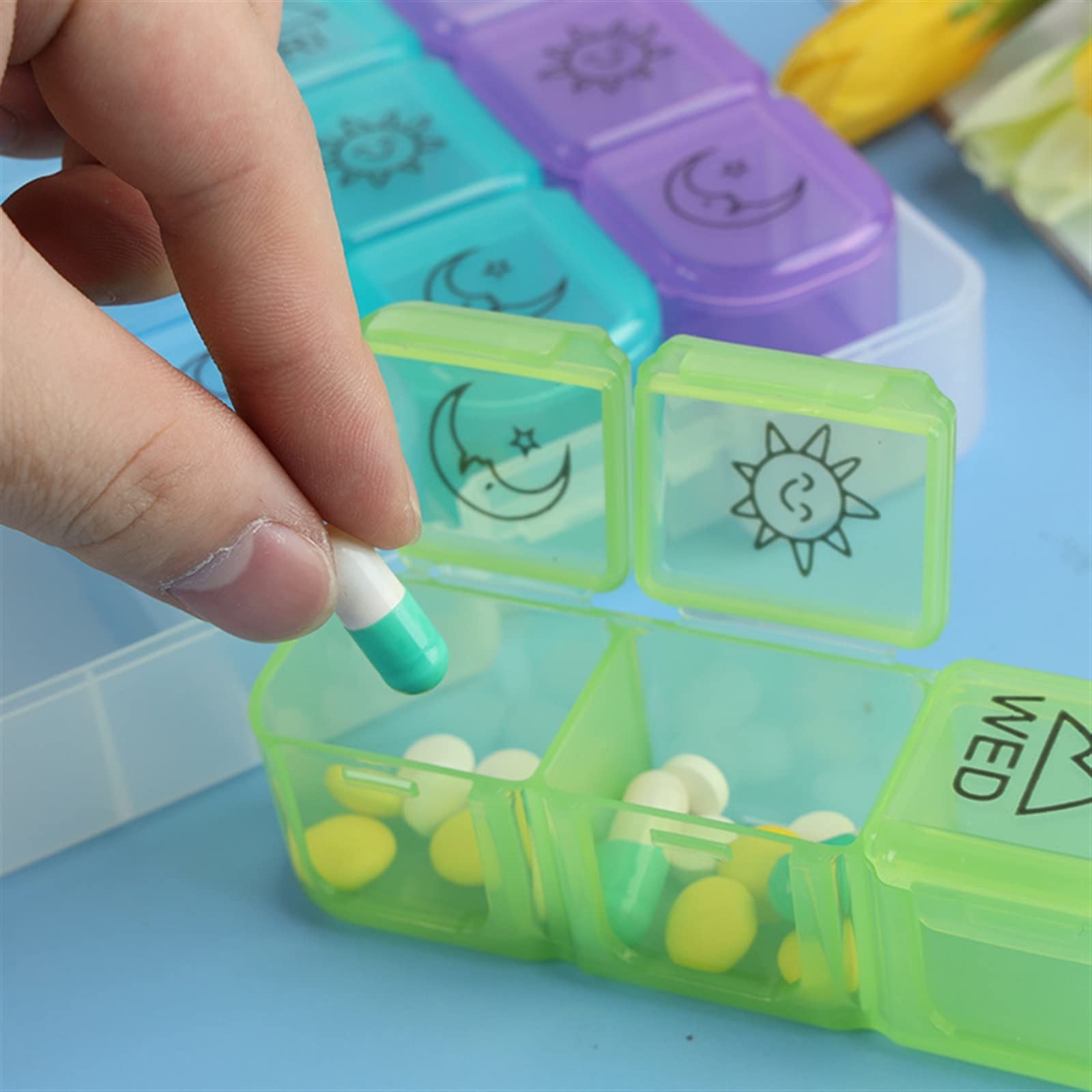 Boîte à pilules Organiseur 7 Jours 21 grilles 3 Fois Un Jour Voyage Portable avec Grands Compartiments for vitamines médecine huiles de Poisson Boîtes à Pilules (Color : NO.3)