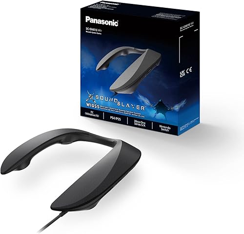 Panasonic GN01E Sound Slayer Wearable Immersive Gaming Speaker System, built in Microphone with Echo Cancelling - Black