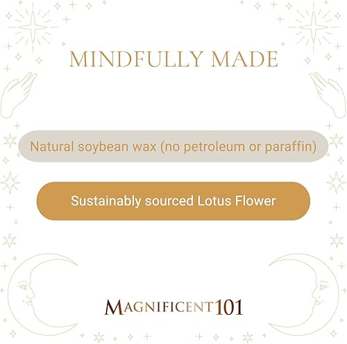 Miniatura 4 de Magnificent 101 Vela de aromaterapia de flor de loto de larga duración, 6 onzas, 35 horas de tiempo de combustión, sin parafina, vela de cera de