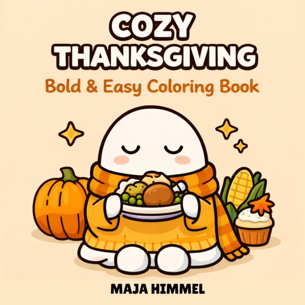 Cozy Thangksgiving: Bold & Easy Coloring Book for Kids & Adults: 40 Simple and Stress-Free Designs for Relaxation and Fun (Cozy Seasons Coloring Series)
