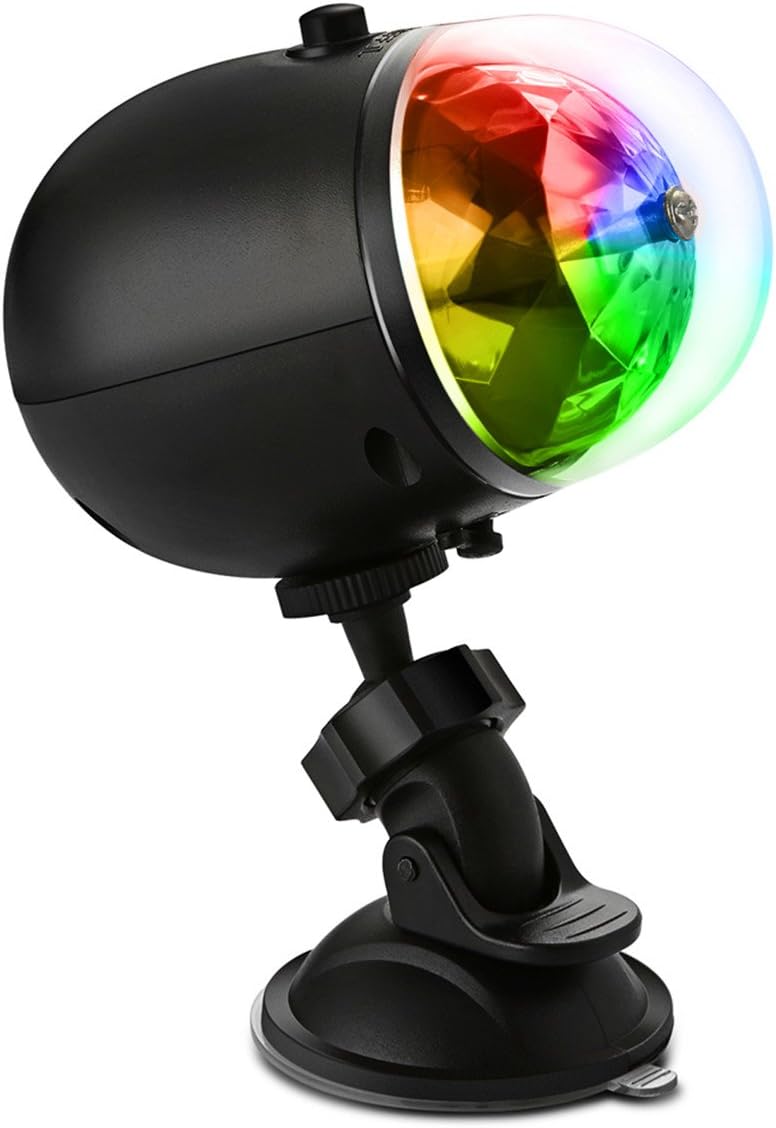 Yaojiaju 3W 1Pcs 200-300 L LED 7-Pattern Colorful Car Disco DJ Effect Stage Light RGB Crystal Mini Rotating Magic Ball Light for Outdoor Dance Floor Live Show,Led Lighting