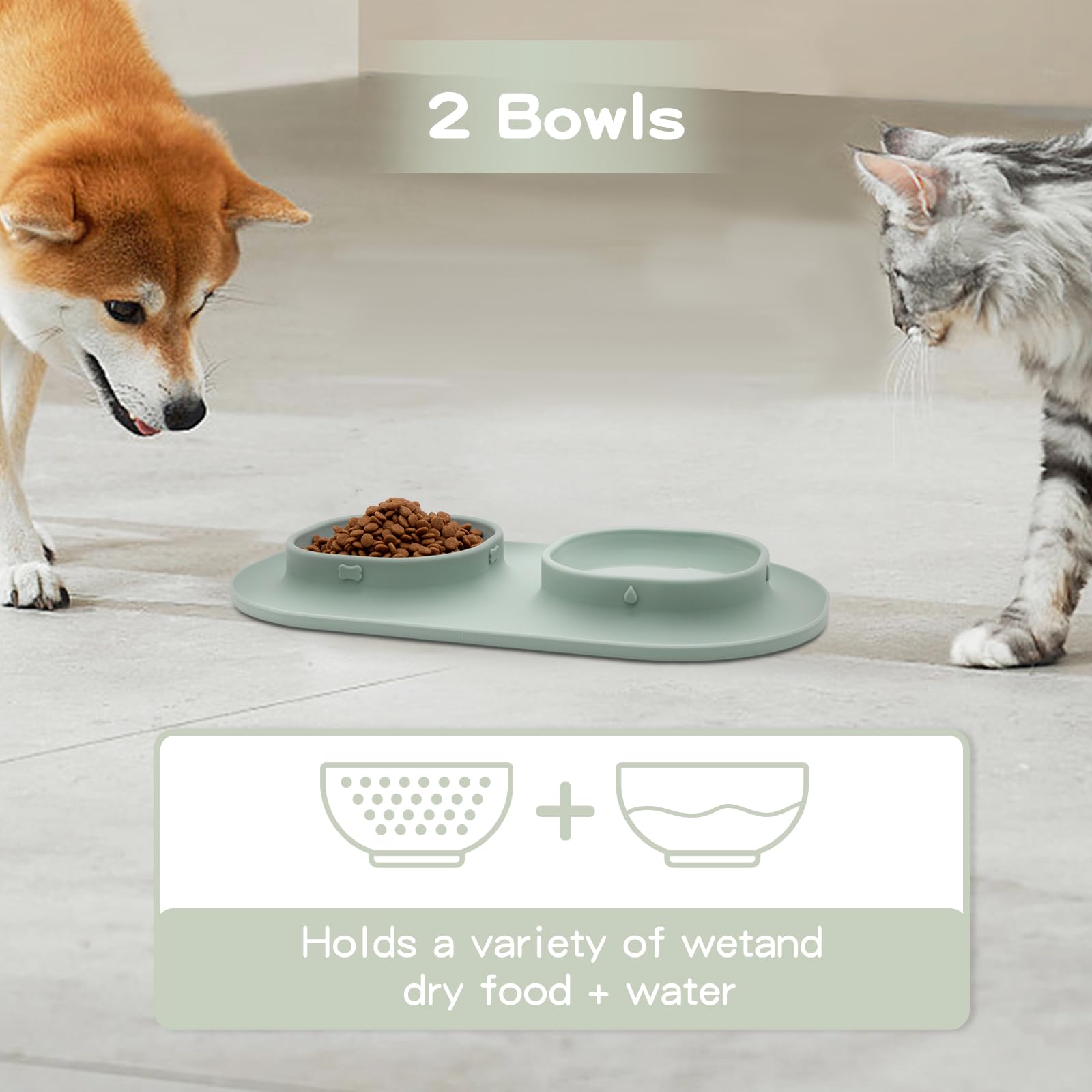 Cuencos de comida para perros de acero inoxidable y cuencos de agua para perros con antiderrames y antideslizantes, cuencos de alimentación con alfombrilla para perros pequeños, medianos y grandes,