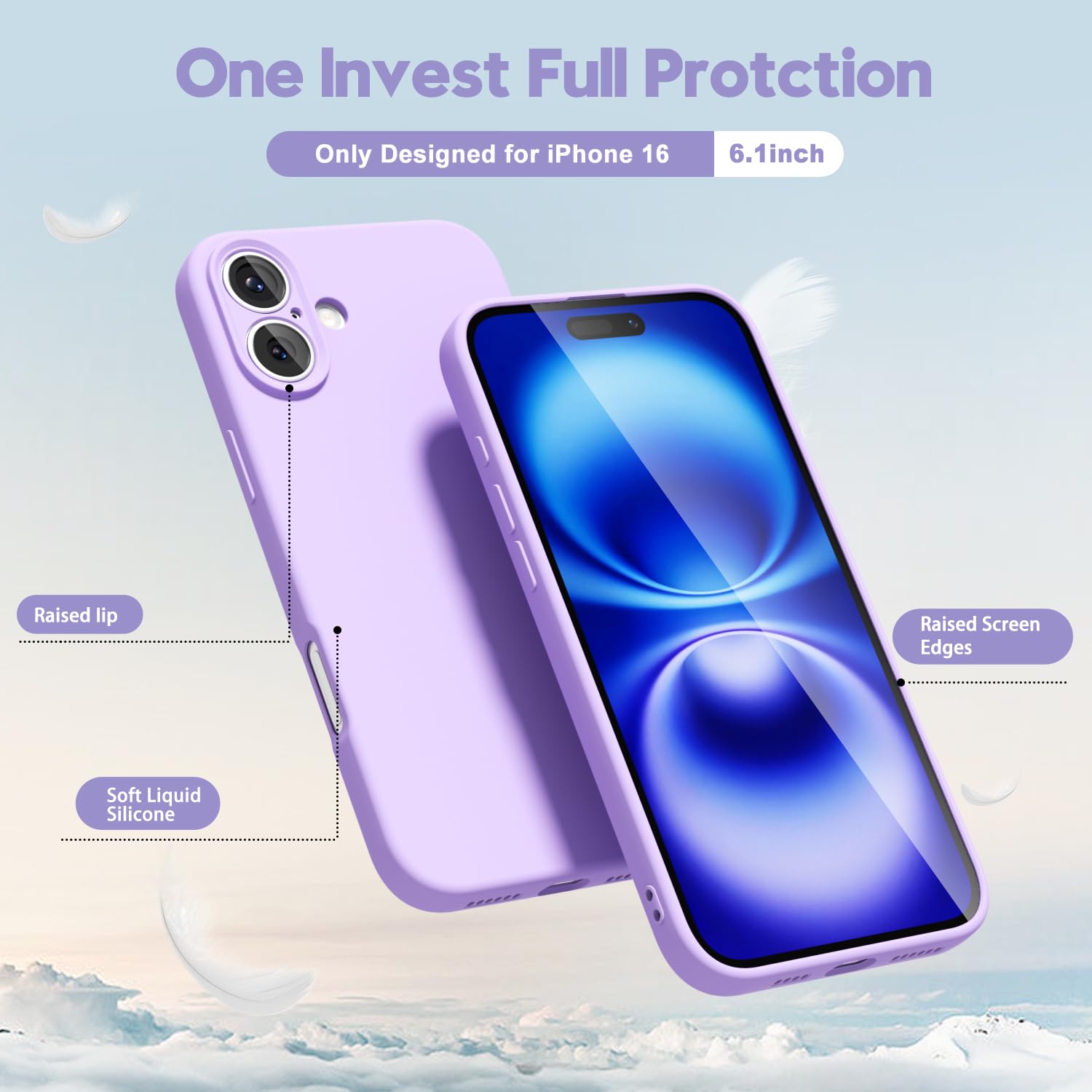 oakxco for iPhone 16 Pro Max Case Liquid Silicone, Soft Rubber Gel Elegant Aesthetic Basic Simple Cover, Cute Thin Slim TPU Matte Solid Color Plain Smooth Case for Women Girl, Light Pink — view 1220