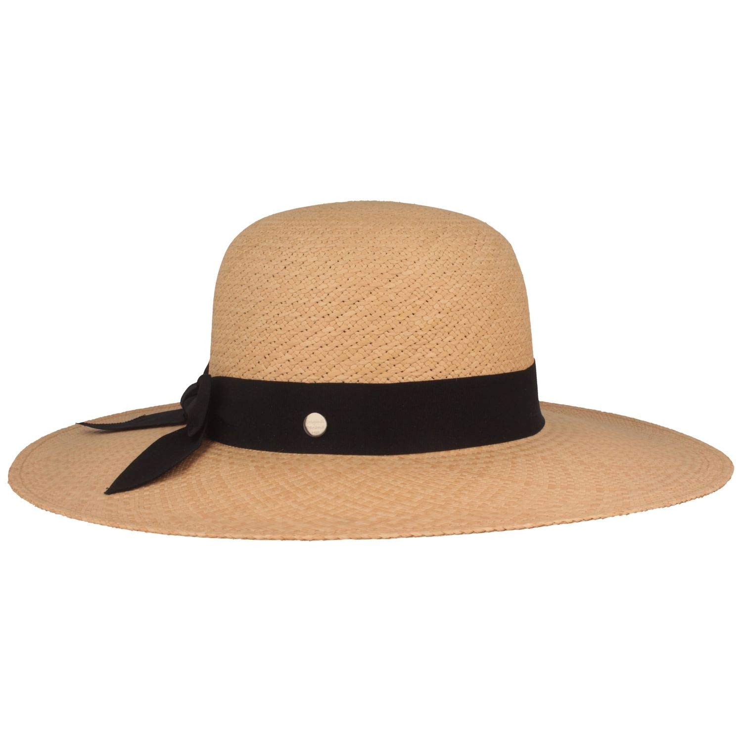 Breiter Sombrero de Panamá Original para Dama Sombrero de Paja de Verano Campana con Moño Tejido a Mano en Ecuador