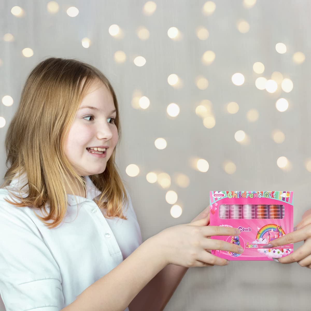 6 Pcs Capelli Gesso Pettine per Bambini, Gessetti per Capelli Temporaneo Gesso Colorantedi Regalo di Compleanno per Ragazze Età 6 7 8-12+per Halloween,Natale,Giorno dei Bambini(Bianco+Arancione)