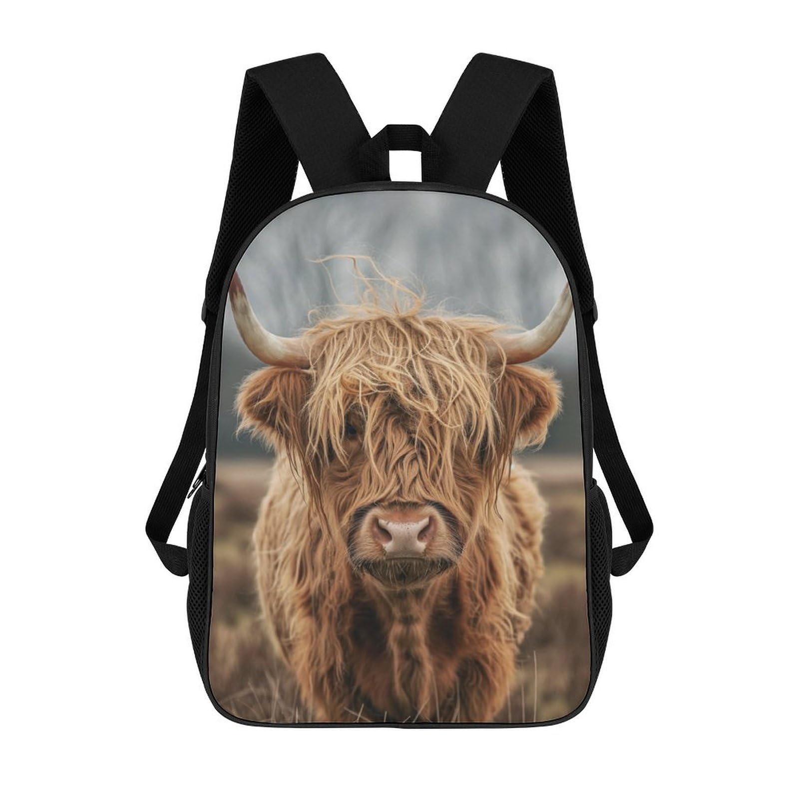 Tnfhsoft Unisex Kids Highland Cow-1 Highland Cow Bookbags 3D Printed School Backpacks Boys Girls Personalized Rucksack School Bag Primary Student Kids Bookbag 17Inch