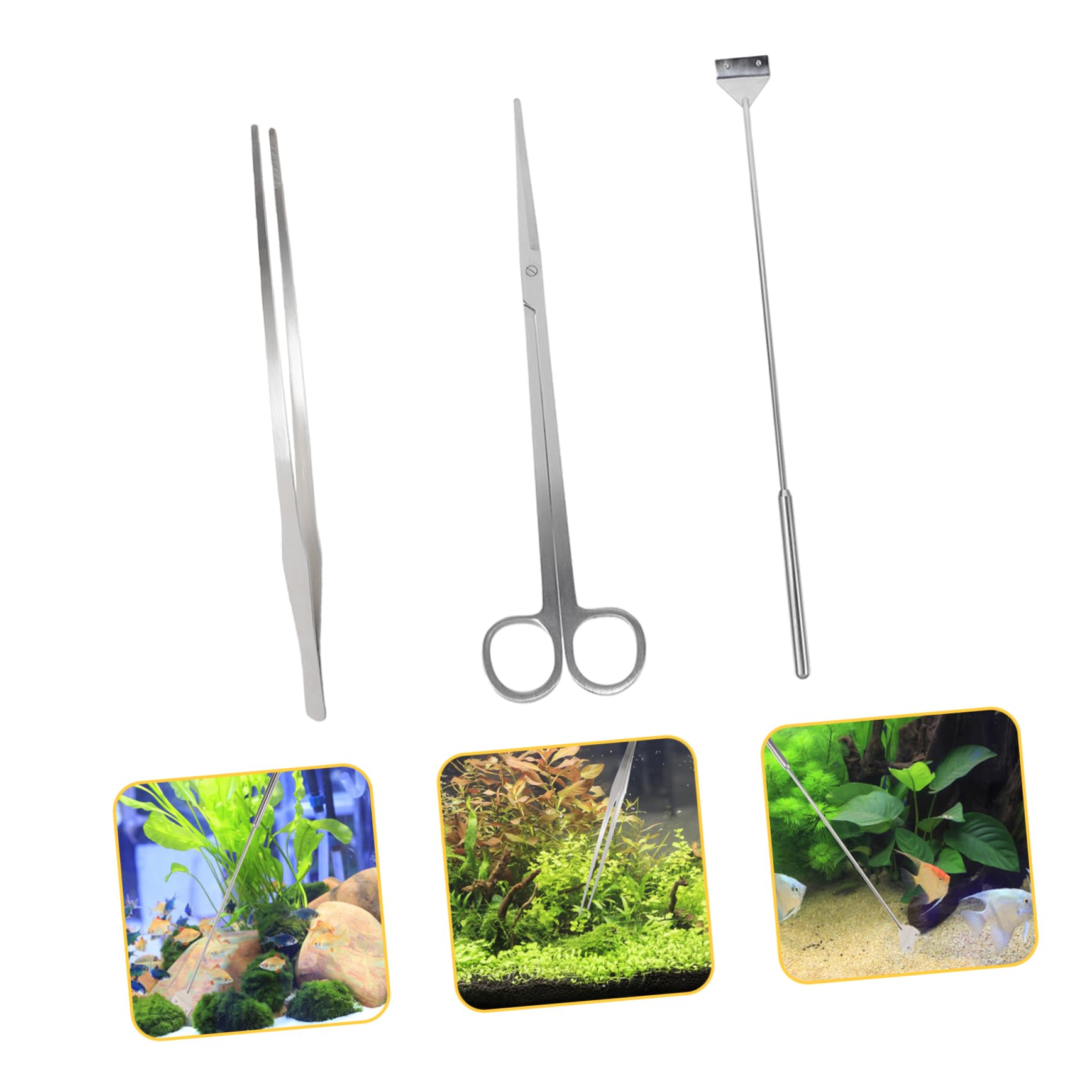 Aquarium Werkzeugset für Wasserpflanzen, 1 Satz Metall, Silber