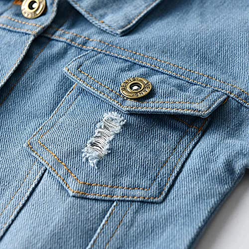 Boys' Denim Jacket Outerwear, Girls Jean Jacket Spring Long Sleeve Button Down Coat Outerwear with Pockets2
