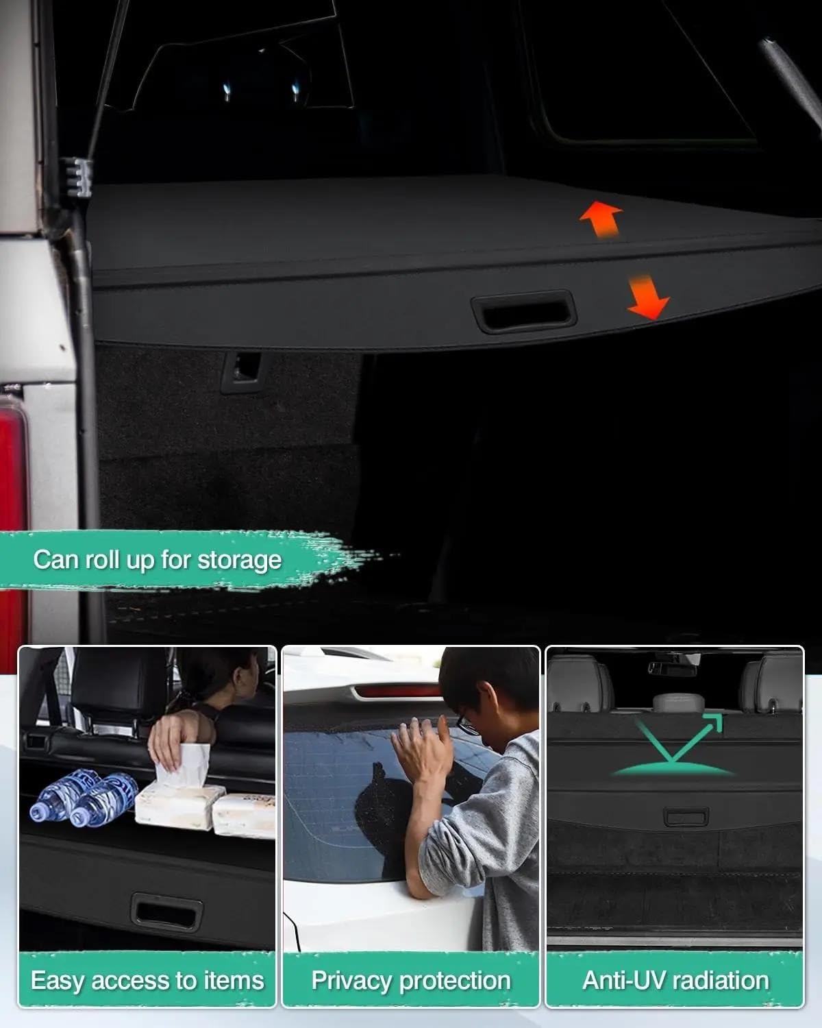 Generisch Laderaumabdeckung Für Ford für Bronco 4-Türer Soft Hard TOP 2021-2025 Retractable Trunk Security Shade Ersatz Abdeckung Cargo Cover