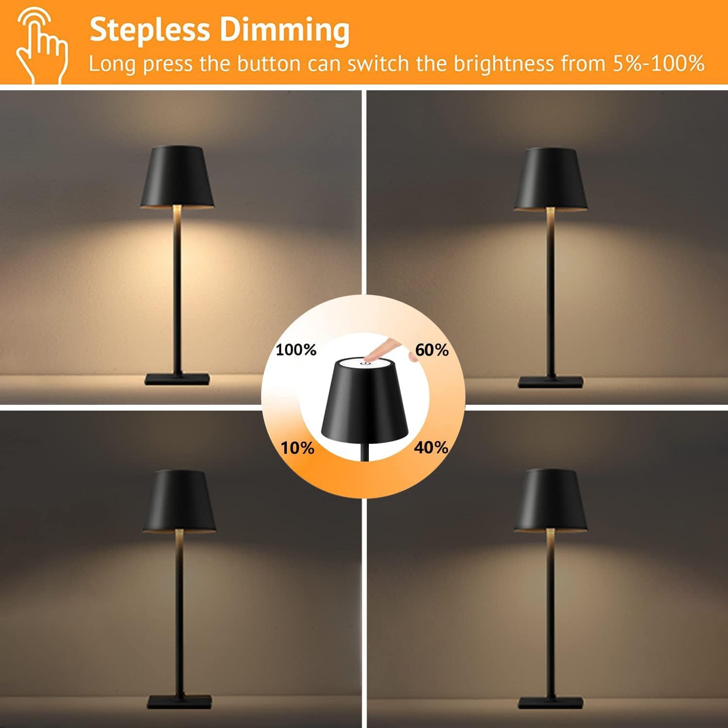 Lamparita Noche Ajustable Brillo Memoria Lámpara De Mesa Solar Recargable | 3 Modos Color, Brillo Ajustable | IP65 Resistente Agua | Para Interior Y Exterior Luz A Pilas