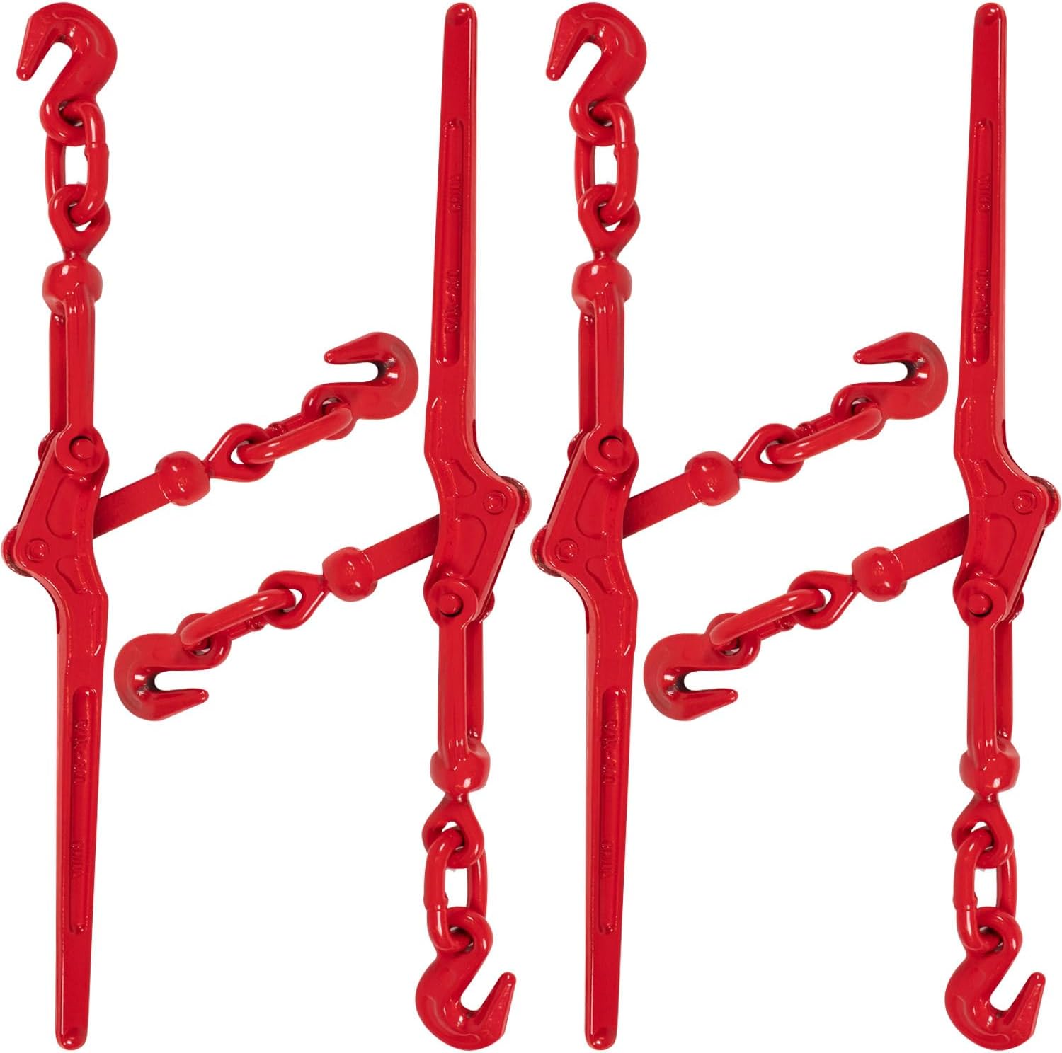 US Cargo Control Load Binders for 5/16 Inch Grade 70 Chain and 3/8 Inch Grade 43 Chain - 5,400 LBS Working Load Limit, (4-Pack) Lever-Style Chain Binders, Ratcheting Design for Easy Tightening