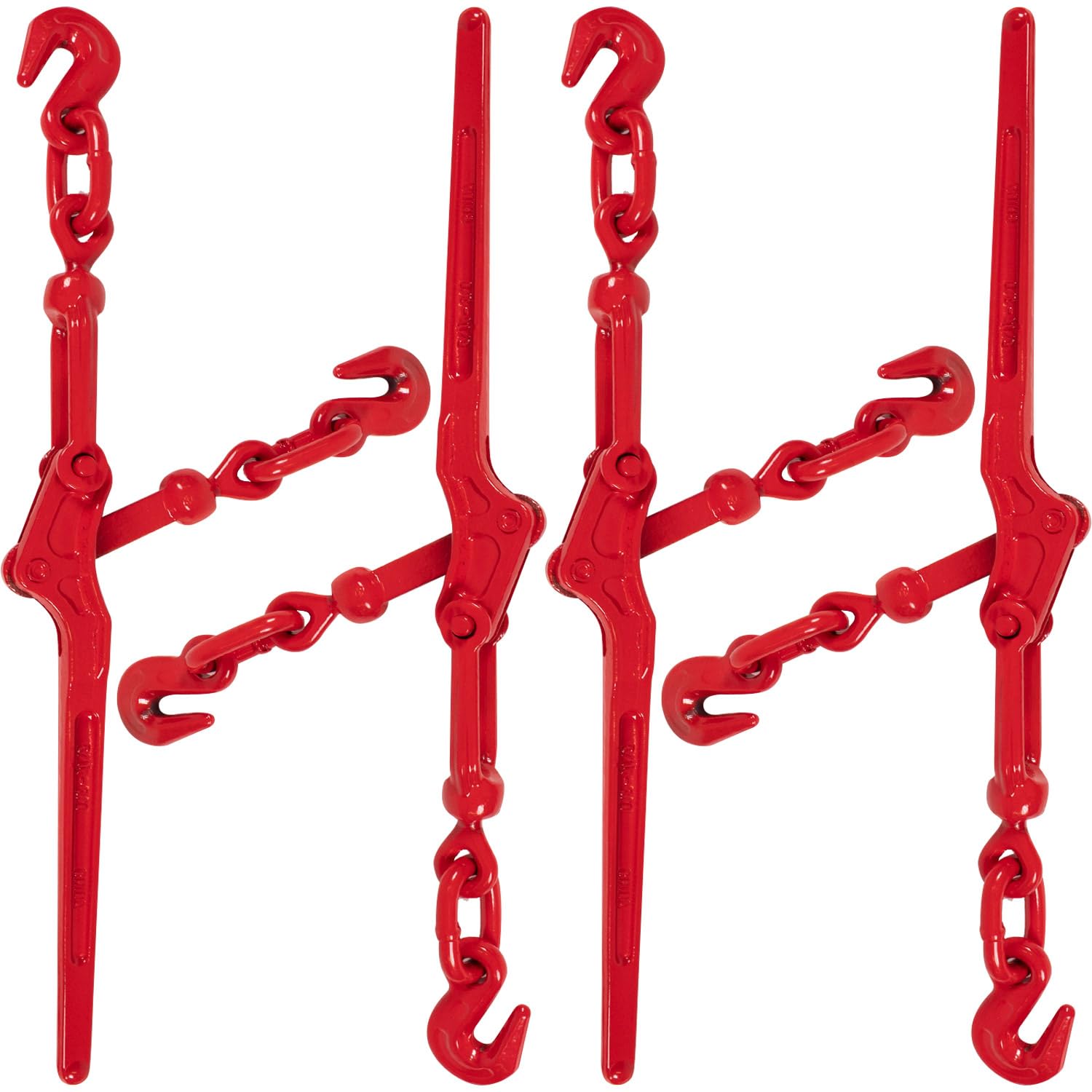 US Cargo Control Load Binders for 5/16 Inch Grade 70 Chain and 3/8 Inch Grade 43 Chain - 5,400 LBS Working Load Limit, (4-Pack) Lever-Style Chain Binders, Ratcheting Design for Easy Tightening