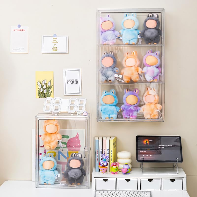 Image of BOHOIDEE 6 Tiers Extra Large Clear Display Case for Figures, Acrylic Storage Organizers Box with Magnetic Door, Wall-Mounted Dustproof Showcase for Collectibles Action Figure