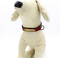 Vista 6 de Yonsbox Juego de collar y correa de cuero personalizado para perro con placa de nombre acolchada suave grabada, collares rojos ajustables