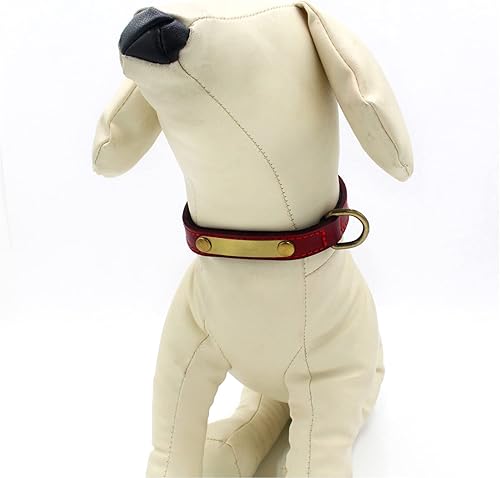 Vista 6 de Yonsbox Juego de collar y correa de cuero personalizado para perro con placa de nombre acolchada suave grabada, collares rojos ajustables