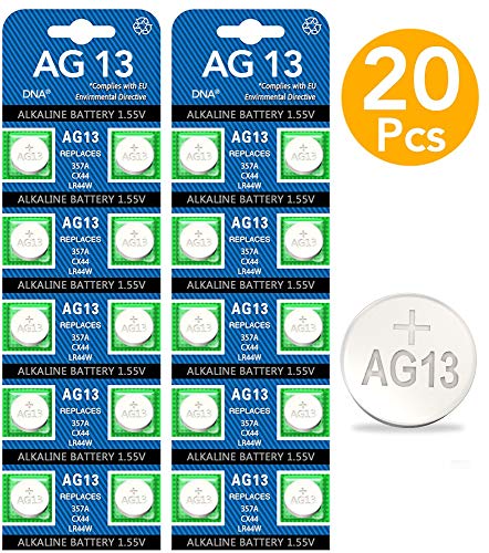 DNA 20 x AG13 Pilas de Botón LR44 A76 357 GP76A SR44W