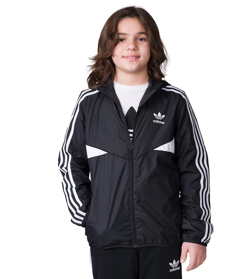 adidas Junior Colorado Windbreaker Big Kids Jackets Black/White bq8622 (Size S)