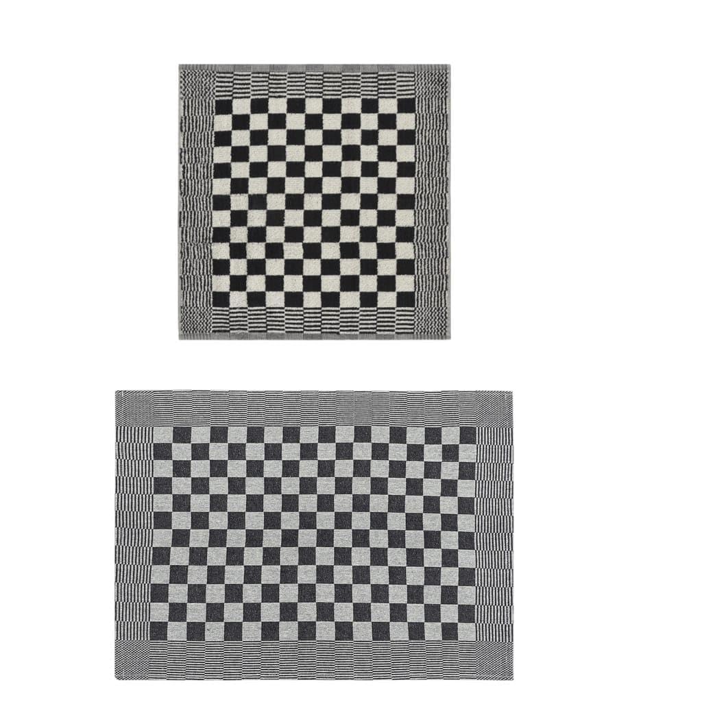 Set di 10 asciugamani in cotone nero bianco con 5 strofinacci da 50 x 70 cm e 5 asciugamani ospite 50 x 50 cm, assorbenti, morbidi, per cucina, bagno e asciugamani per ospiti