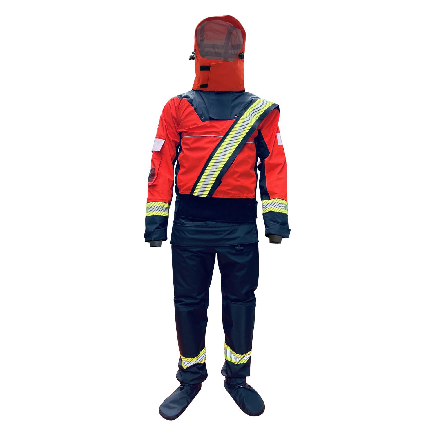 Men's Waterproof Kayak Drysuits Breathable Rescue Survival Dry Suit (Red, X-Large)