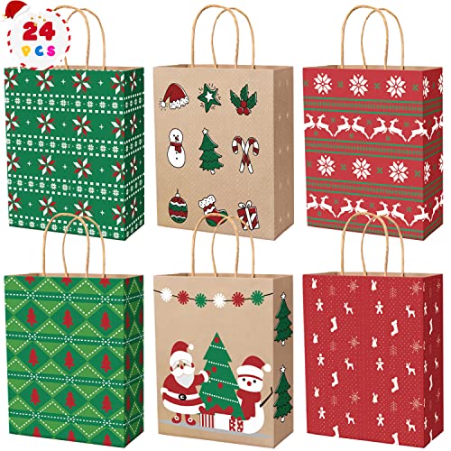 24 Stk Geschenktüten Weihnachten, Weihnachtstüten 27 x 21 x 11 cm,...