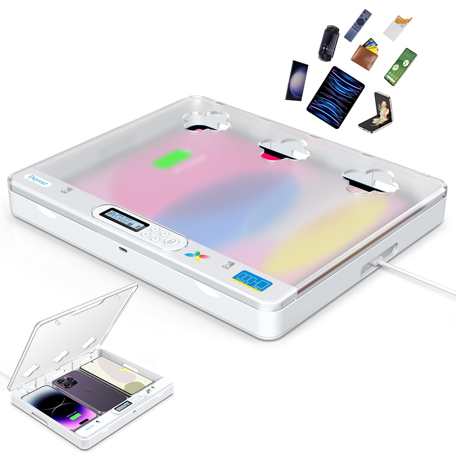 Caja de Bloqueo para Teléfono/Pad con Temporizador, Caja de Casillero para Android Phone/iPhone/iPad, Cárcel Telefónica Timed Lock Box para Que los Niños y Adultos se Concentren Más(Cristal)