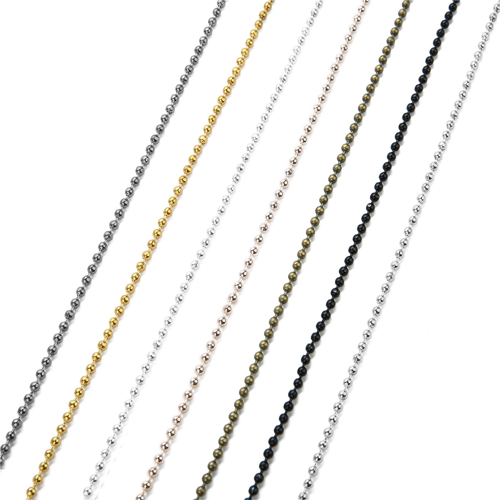 Łańcuszek kulkowy 40 jardów łańcuszek kulkowy z koralikami do samodzielnego tworzenia półproduktów do wyrobu biżuterii(Rhodium,Dia 2.4mm)
