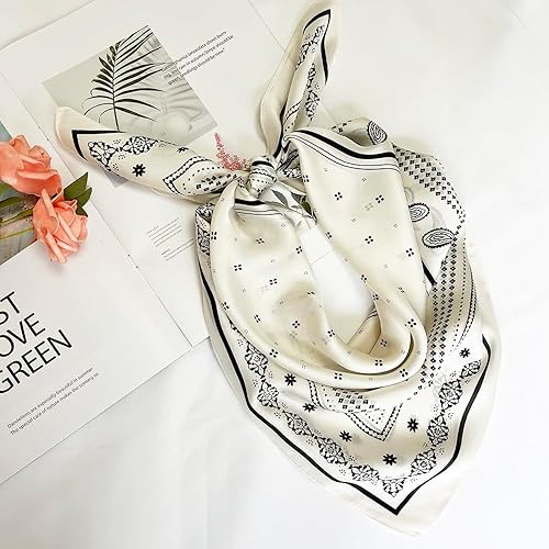 Miniatura 212 de FONYVE - Pañuelo de satén sedoso de tamaño mediano para mujer, cuadrado, 27.5 x 27.5 pulgadas