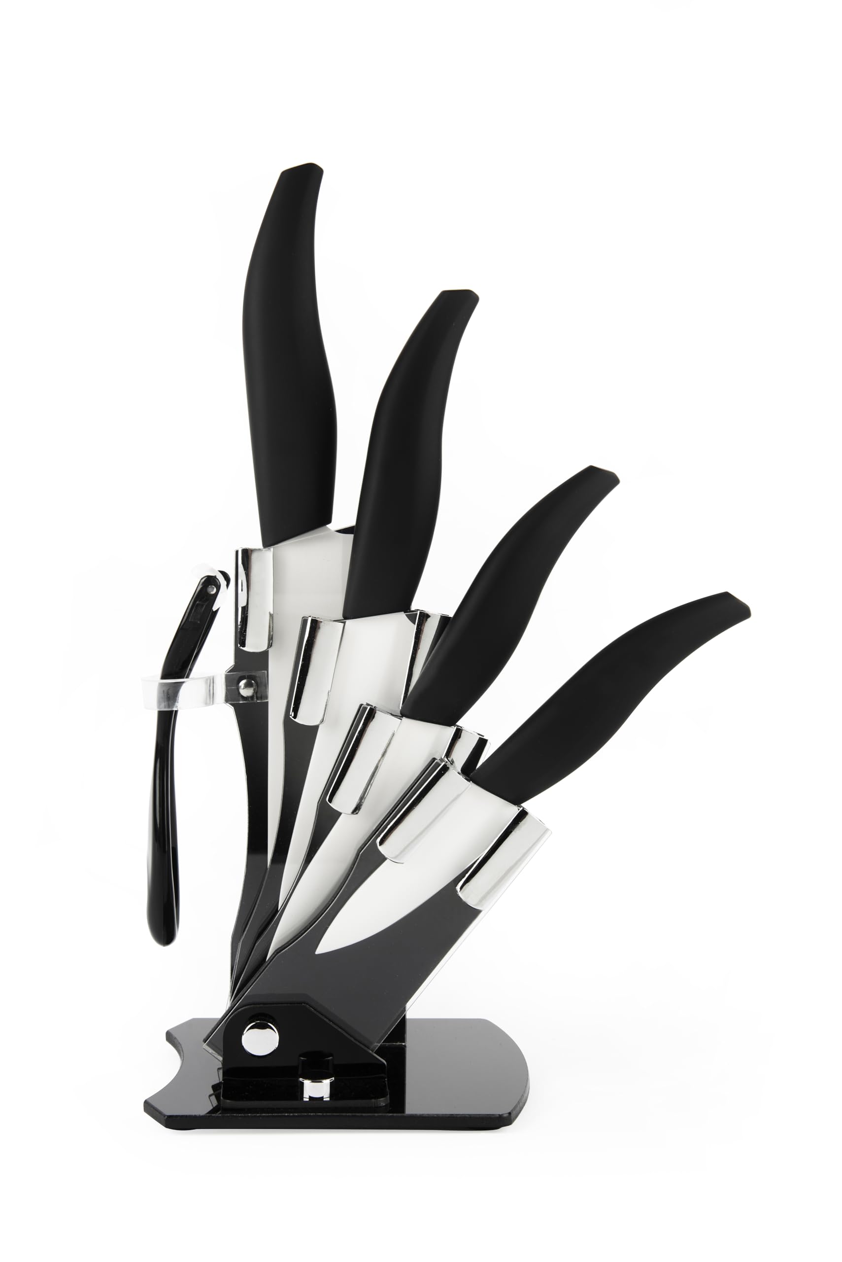 Set Coltelli Da Cucina Excelsa 8 Pezzi Con Ceppo - Lama Nera INOX, Manico Legno, Affilatore Incluso - Foto 5