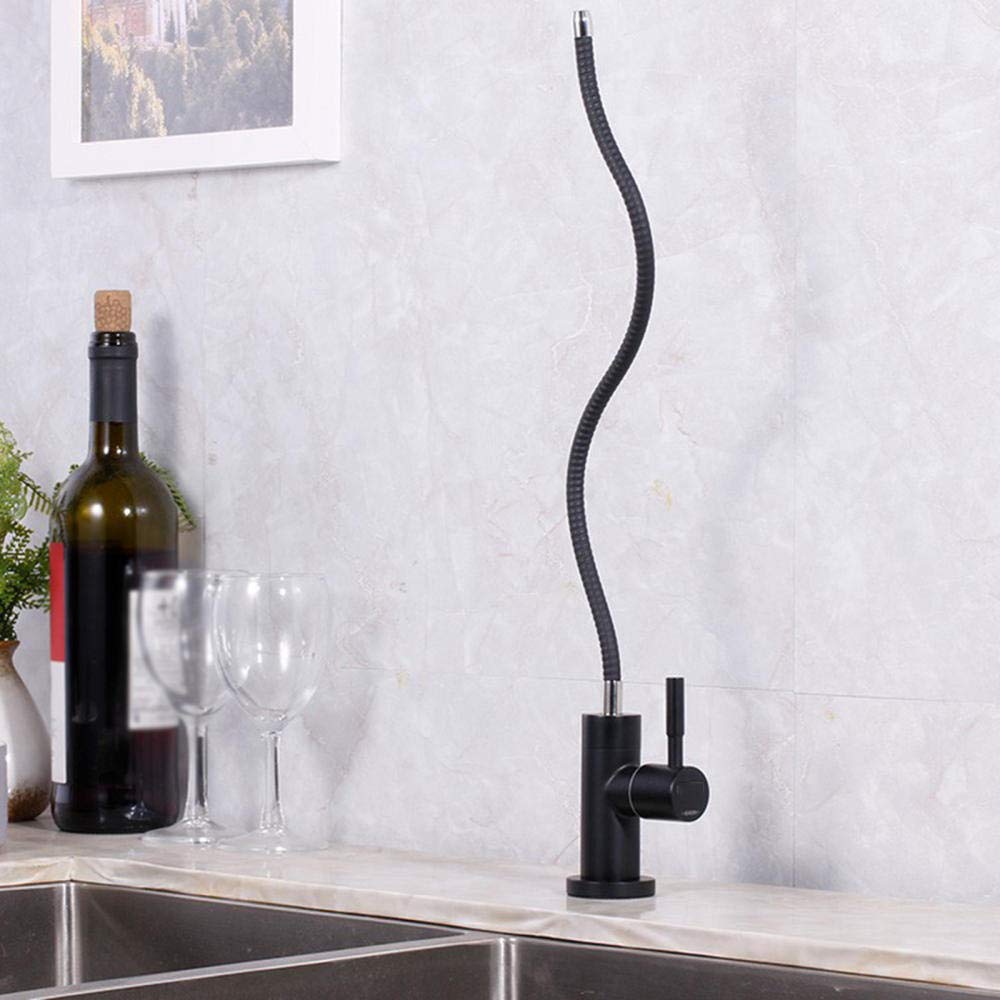 Filtro de Agua Potable por ósmosis de 1/4'' para Cocina, Grifo de Acero Inoxidable Negro para Agua Limpia, Grifo Universal de Cocina con Tubo oscilante para Agua Potable