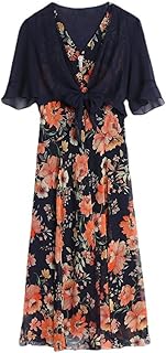 [リンゼ] ワンピース レディース 夏 花柄 ドレス シフォン リゾートワンピース ロング丈 aライン 2点セット フレア M おしゃれ エレガンス 美シルエット 通勤 ブルー 通学 大人 フェミニン お出かけ シフォンワンピース