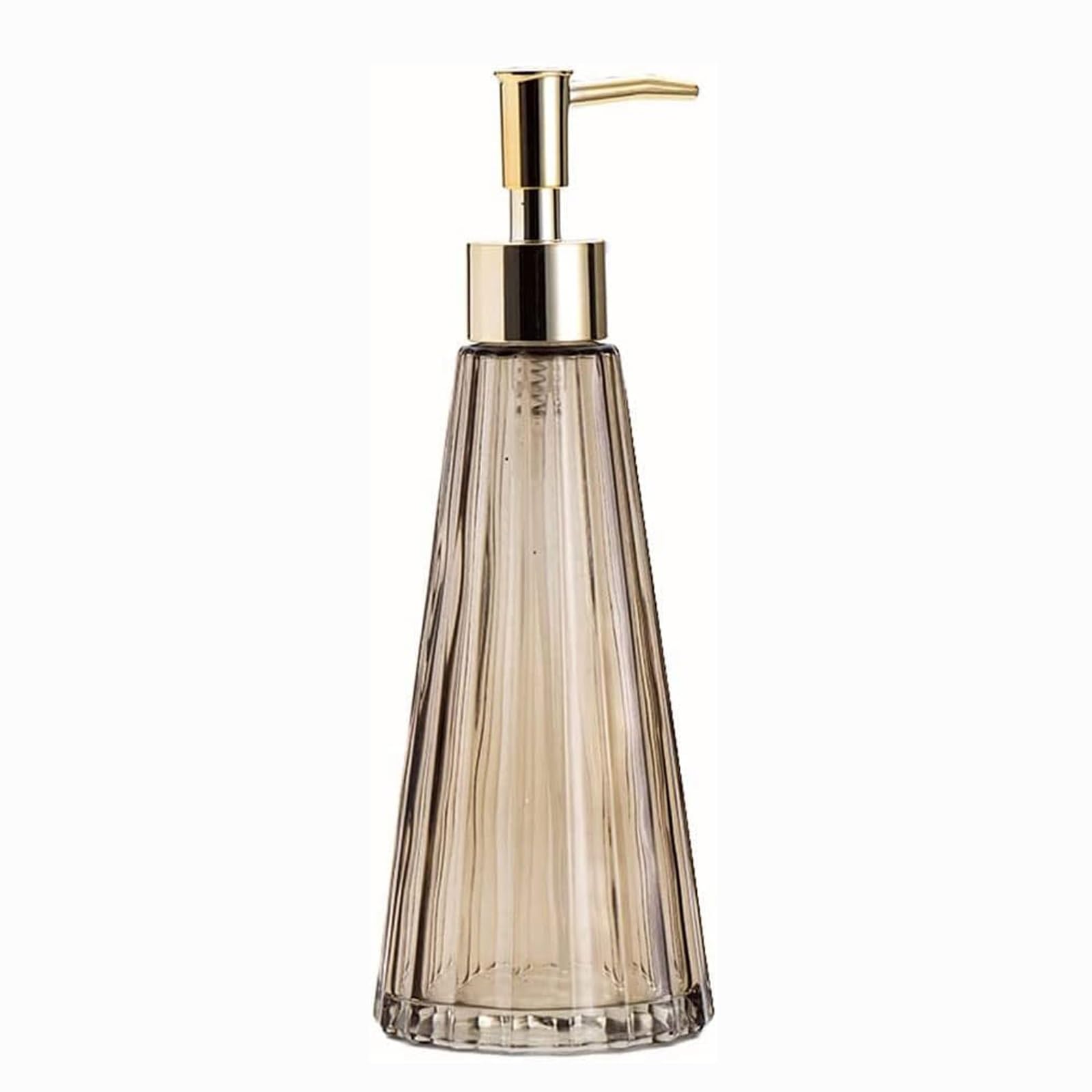 Kxaoxgrc Brown Glass Soap Lotion Dispenser Set, Glass Hand Soap Dispenser300ml/10.1Ozrefillablelesssteelpumpbathroomkitchenmulticolor(Brown)