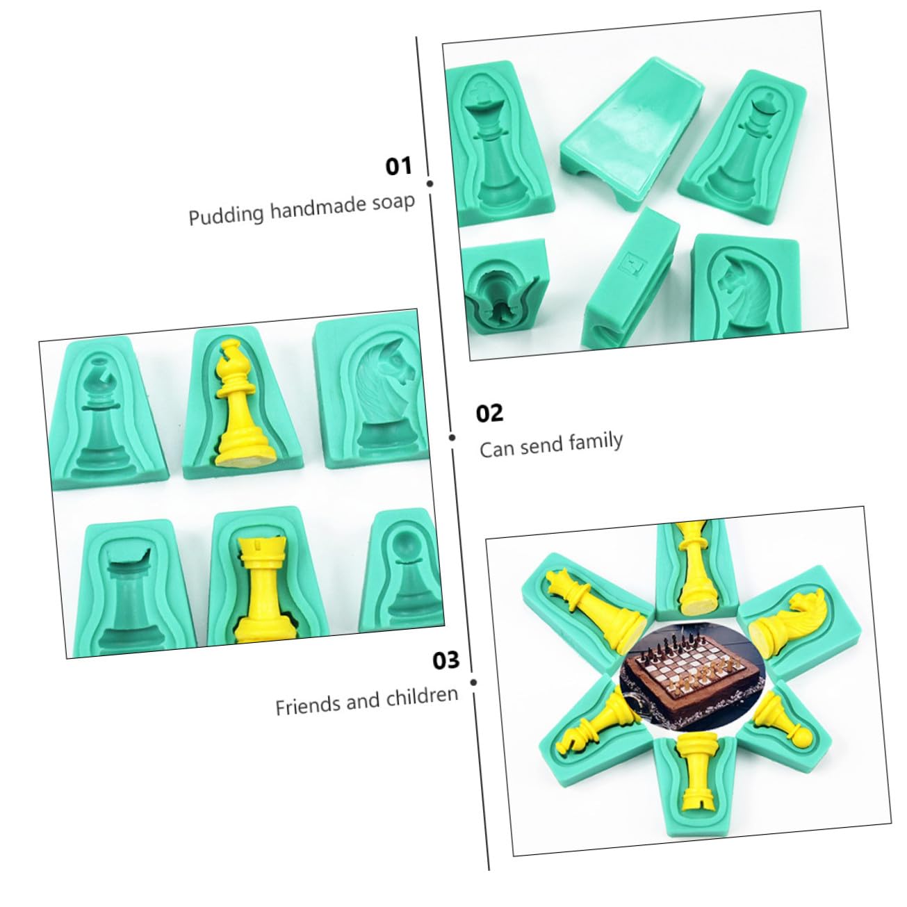Gatuida 12 pezzi Stampo in Silicone per Torte Forma di Scacchiera per Fondant Cioccolato e Dolci Fatti in Casa e Facile da Pulire per Feste e Speciali