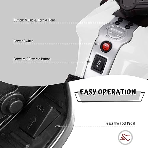 Miniatura 5 de JOINATRE Motocicleta eléctrica para niños juguete de motocicleta de 6 V alimentado por pilas para niños y niñas juguetes de montar con pedal bocina