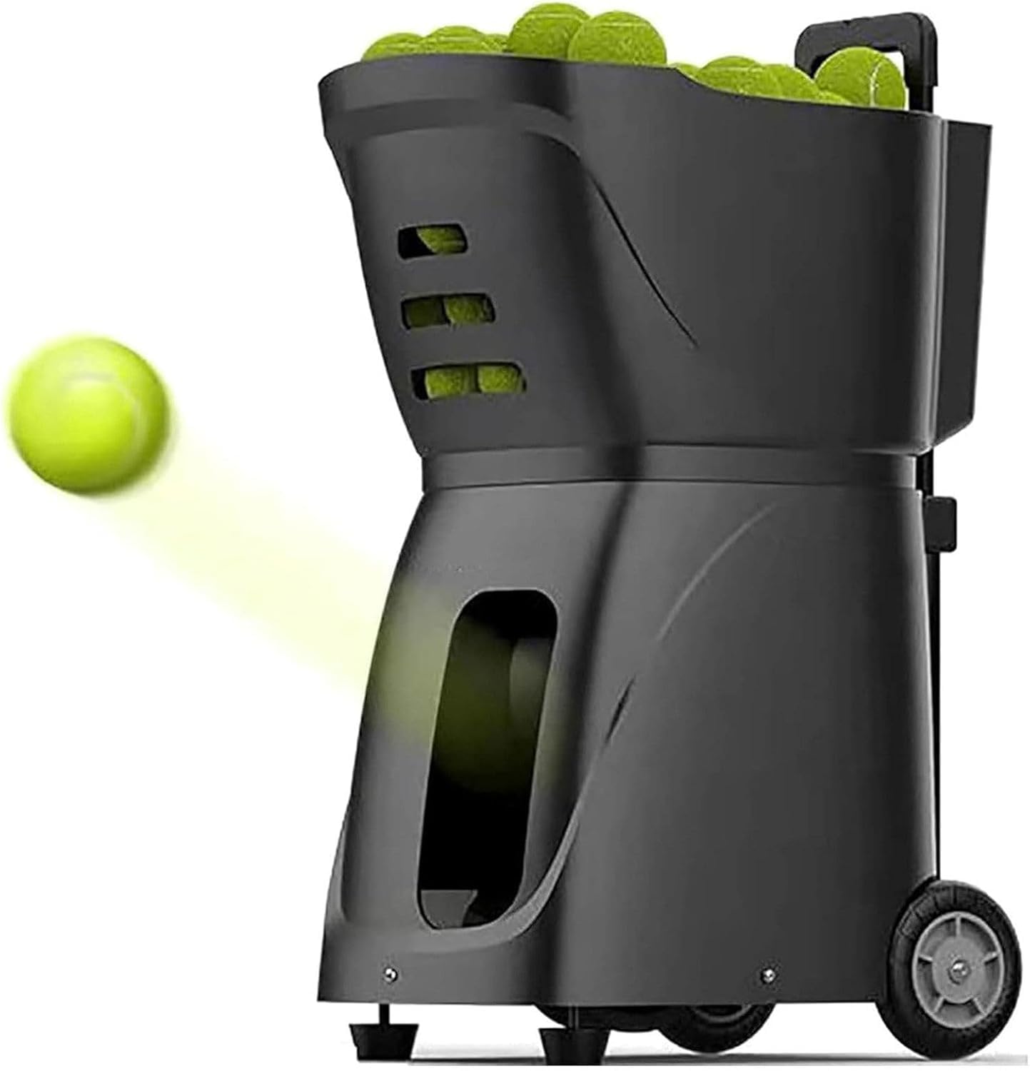 Lanciatore automatico di palline da tennis, capacità di 100 palline, velocità e angolo regolabili, controllo remoto e app per principianti di allenamento da soli