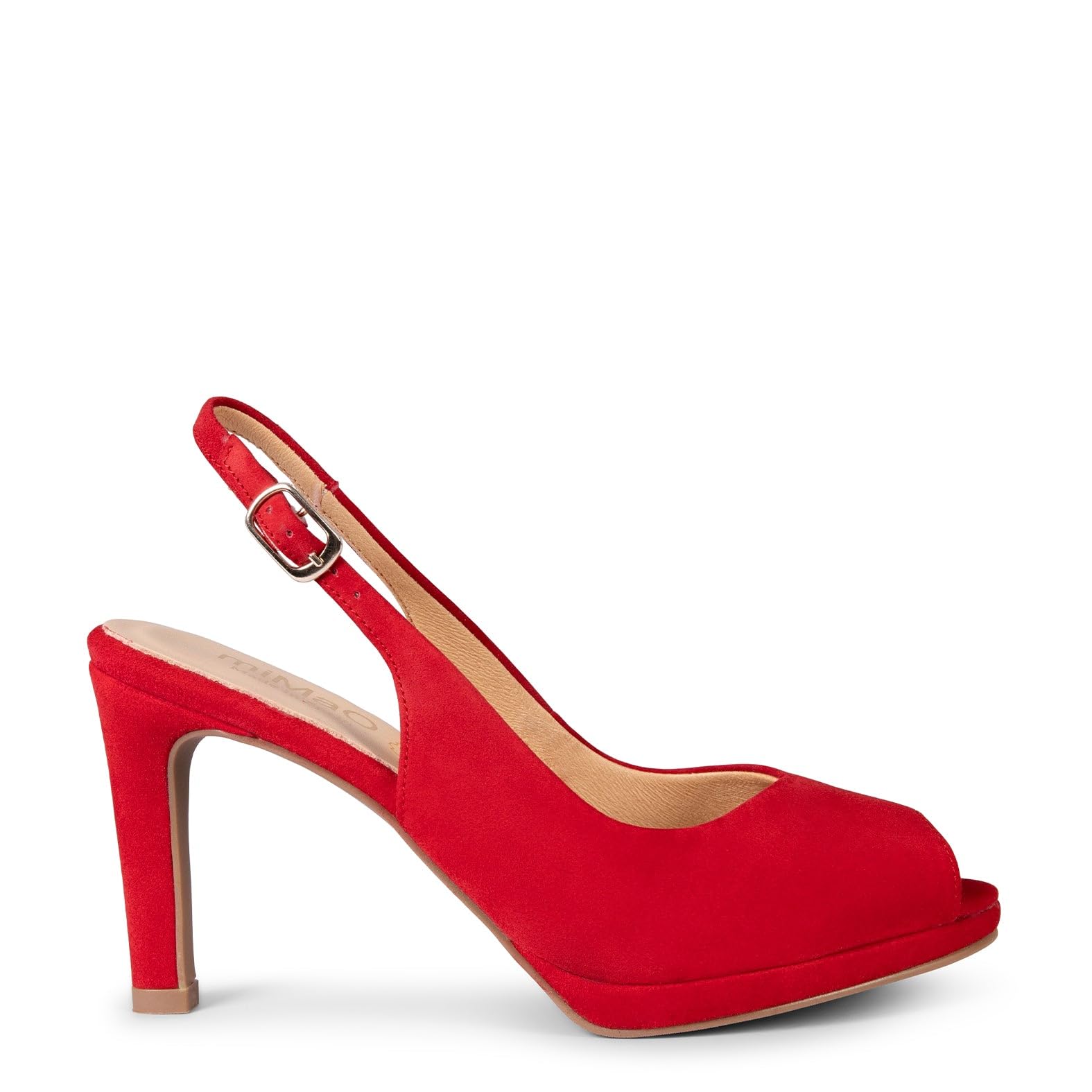 miMaO. Zapatos de Piel y tacón Alto Peeptoes. Tacones cómodos con Plantilla de Gel. Hecho en España