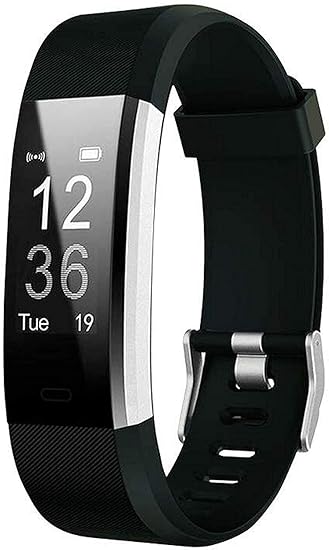 Adlynlife ID Plus Bluetooth Smart Fitness Band Watch for Men/Women with Heart Rate Activity Tracker | Steps and Calorie Counter, Blood Pressure, Distance Measure, OLED Touch Screen (Black)