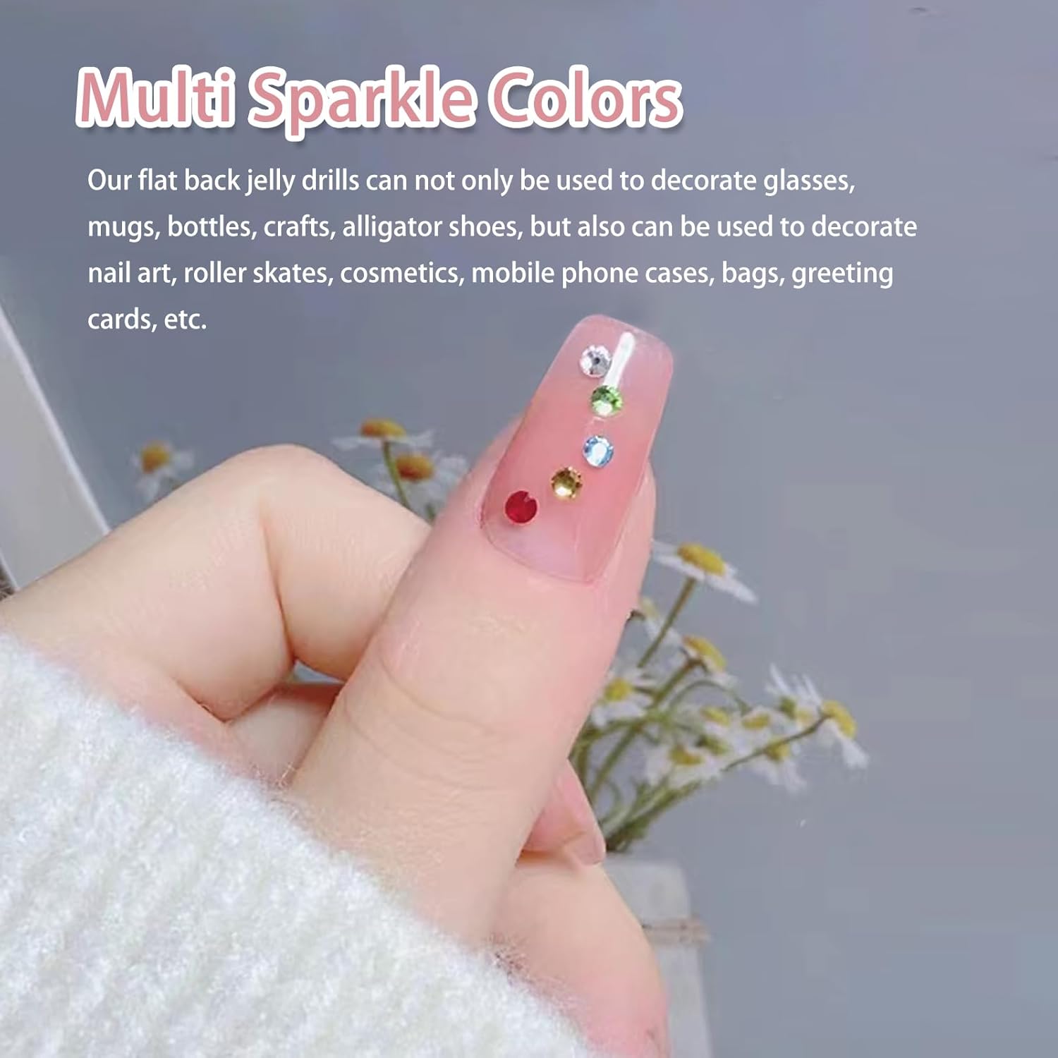 30000 Pcs Colorful AB Rhinestones Flatback Bulk, SS6/2mm Non-Hotfix Crystal Round Jelly Rhinestones for Crafts Makeup Nails Face Tumblers Clothes Shoes Handmade Decoration - Image 7