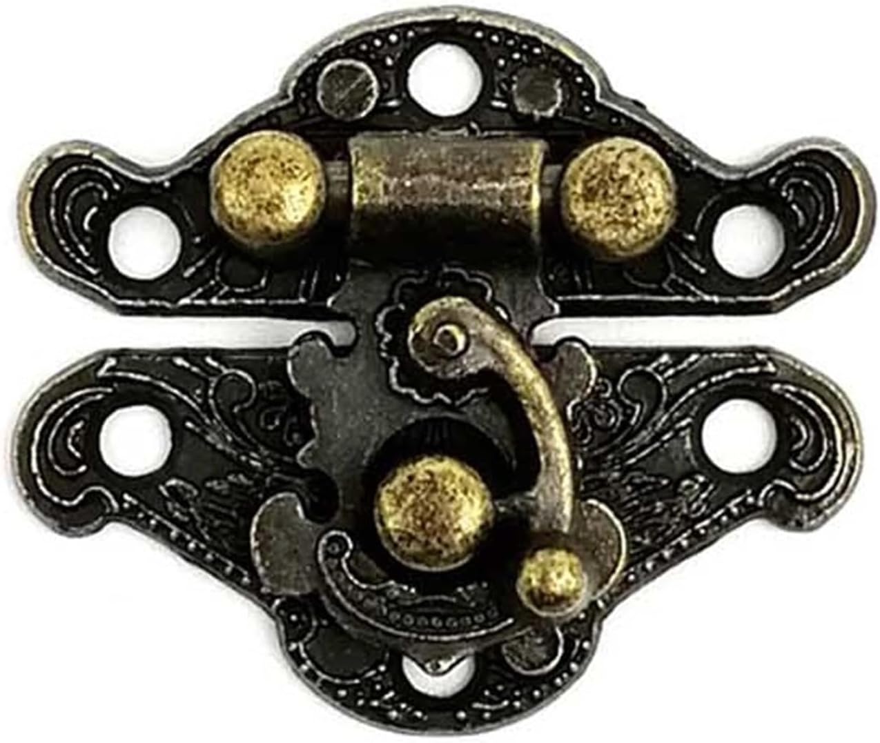 Compatible 2-Pack Vintage Bronze Decorative Toggle Hasps, Lock Clasps for Wooden Jewelry & Wine Boxes(B 28x23mm)