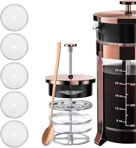 Miniatura 4 de Pantalla de filtro de repuesto para prensa francesa, paquete de 5 filtros universales de acero inoxidable de 2.6 pulgadas, filtros de malla para