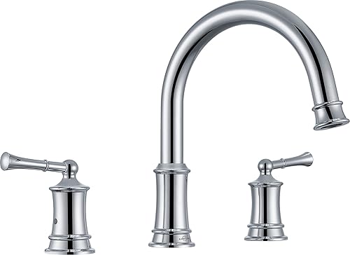 Grifo de bañera, grifo antiguo de bañera de montaje en cubierta, 2 manijas de palanca, grifo de bañera de latón generalizado de 3 agujeros, boquilla