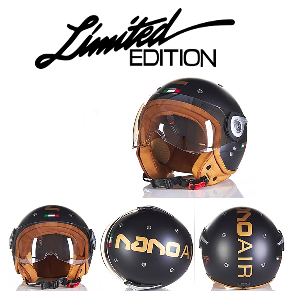 Vespa Motorcycle Helmet, Retro 3/4 Open Face Helmet with Sun Visor