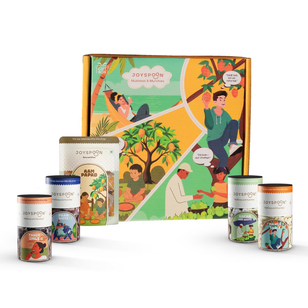 JoySpoon Summer Box Premium Gift Hamper - Tangy Imli, Paan Shots, Kacha Aam, Mango Slices & Aam Papad Mouth Freshener, 340g-picture-10