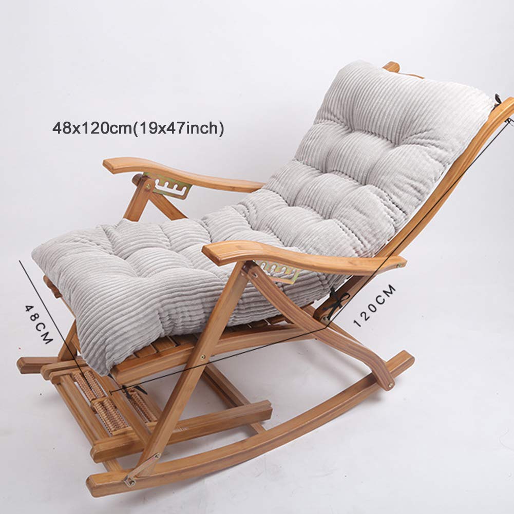 Épais Peluche Coussin De Chaise Berçante,Haut Du Dos Coussin Inclinable Anti-glisser Coussin Pour L'intérieur Extérieur Tapis De Chaise Nourriture(Coussin Seulement),Patio Chaise L-B 48x120cm(19x47inc
