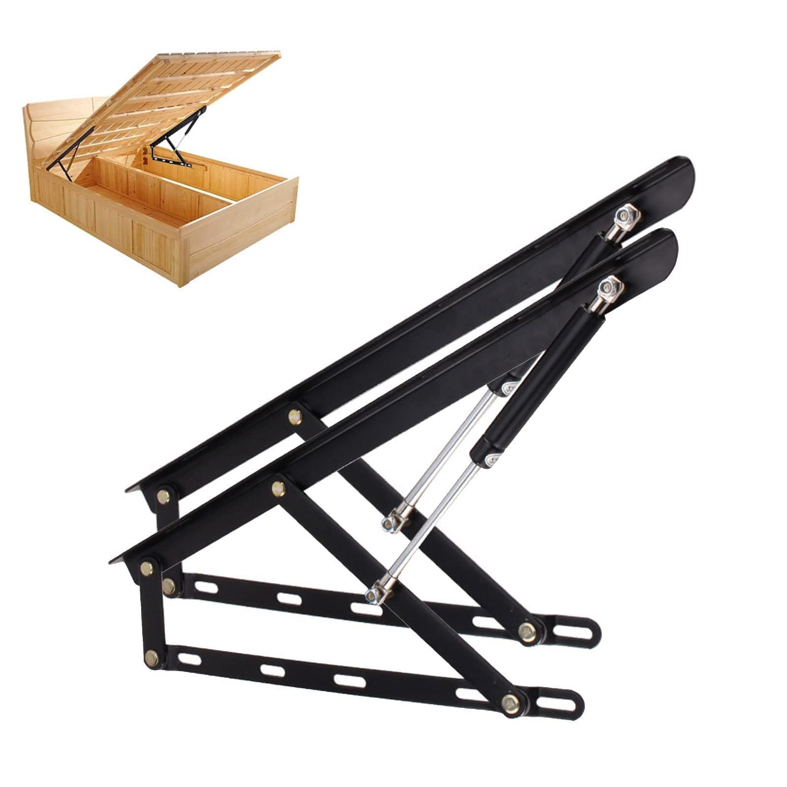 Resortes de gas para cajas de cama pesadas, mecanismo de elevación de cama hidráulica hacia arriba, kit de elevación de cama con resorte de gas neumático, amortiguador de gas para cama tatami negra,