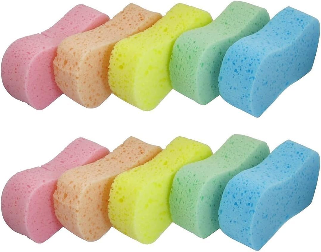 10 Pcs Car Wash Sponge, Large High-Foam Scrubber for Car, Kitchen & Bathroom Cleaning, Easy-Grip Multi-Purpose Sponges (Mixed Colors)