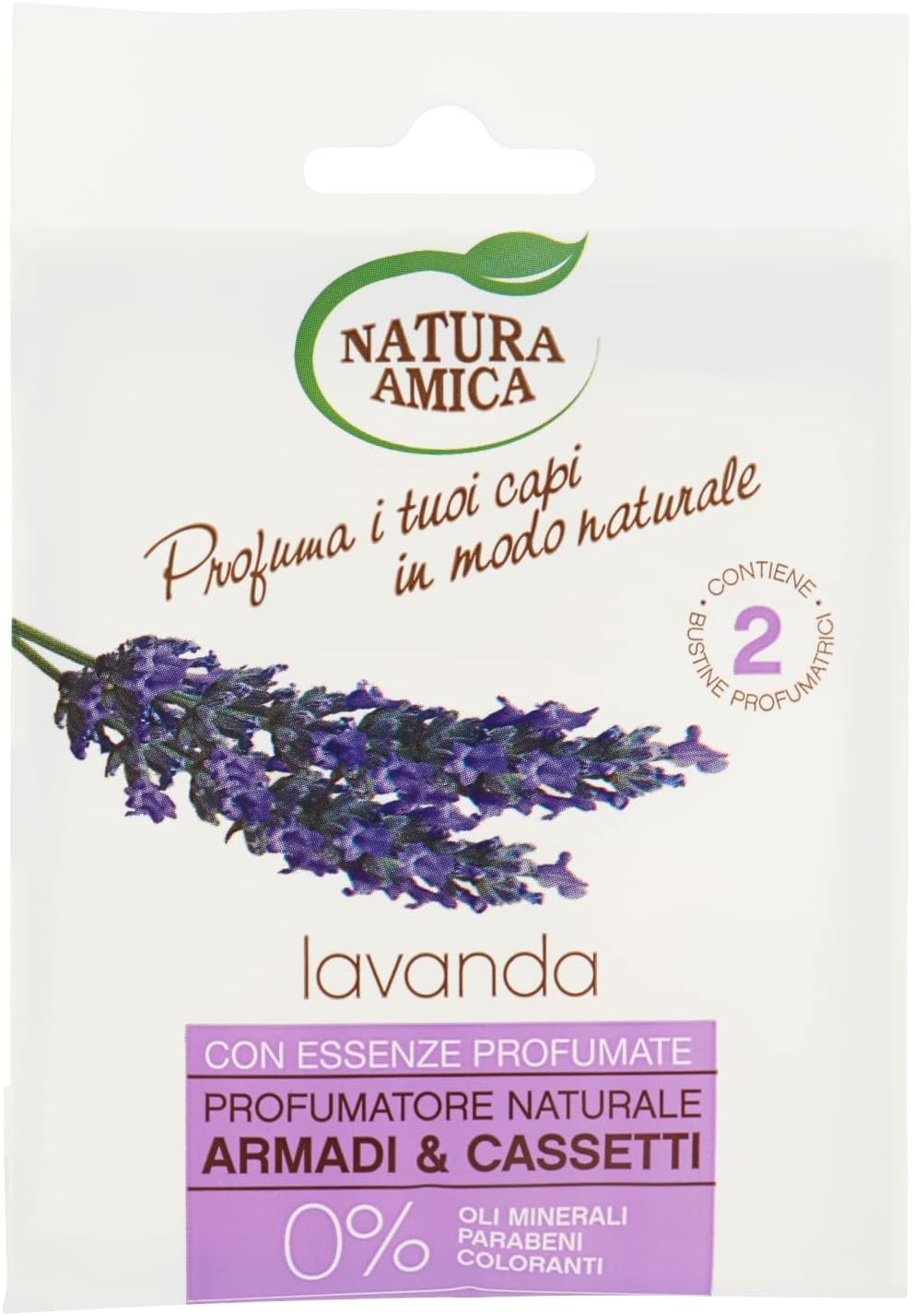 Nature Amica – Sealable Bag and salvaprofumo, Natural Aroma Reed Diffuser for Small Rooms to Base, Lavender – 2 Pieces
