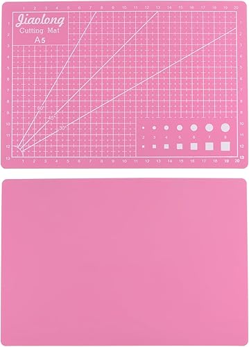 2 alfombrillas de corte autorreparables A5 de 9 x 6 pulgadas, tabla de cortar para manualidades, trabajo de arte, corte de costura, color rosa
