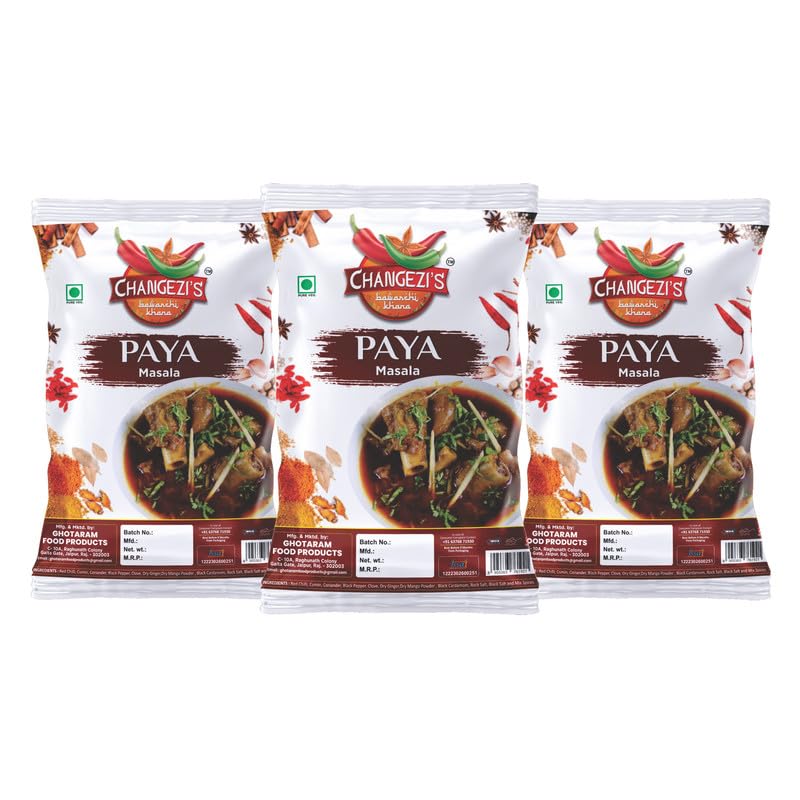 Changezi's Shahi Mughlai Paya Masala/Paya Shorba Masala/Paya Salan Masala | Special Siri Paye Ka Masala/Mutton Trotters Masala | Trotters Salan Masala Rich Aromatic Flavour-980Gx3Pk