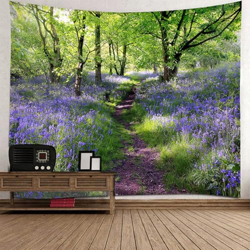 Tapisserie paysage lavande 150x130 cm pour habiller un mur vide sans travaux